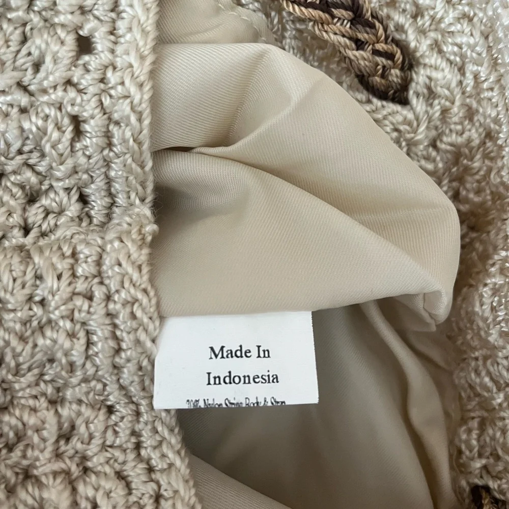 {The SAK} Crochet Drawstring Backpack Purse in Ivory